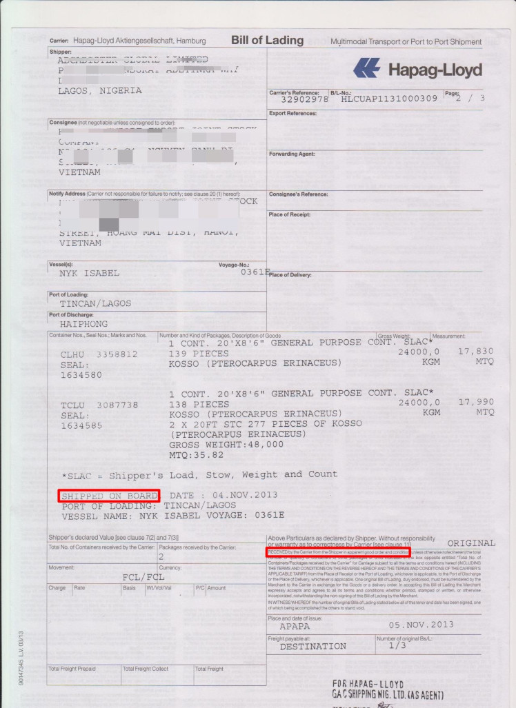 Clean Shipped On Board Bill Of Lading Meaning